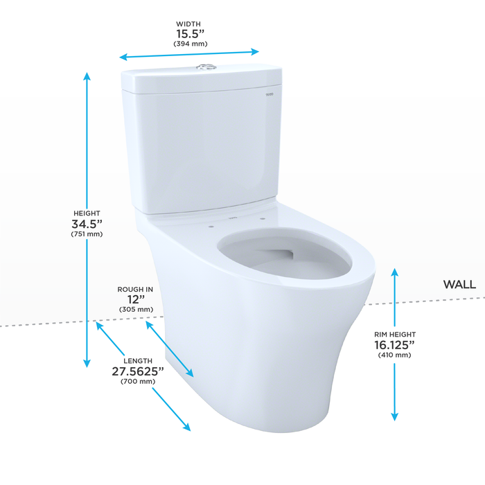 TOTO Aquia IV Two Piece Elongated Dual Flush 1.28 and 0.9 GPF Toilet with Cefiontect