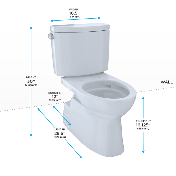 TOTO Vespin II Two Piece Elongated 1.28 GPF Universal Height Skirted Design Toilet with Cefiontect