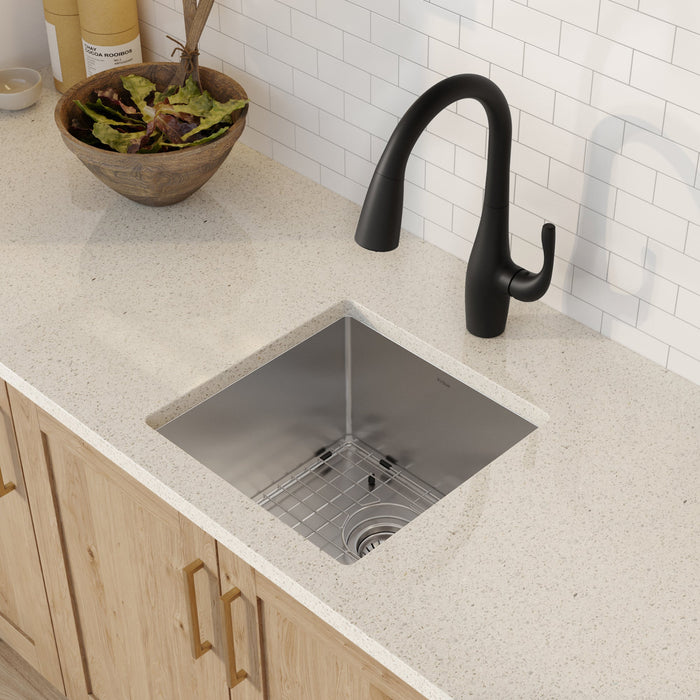 Kraus Standart PRO 17" x 17" Under-Mount Single Bowl Stainless Steel Kitchen Bar Sink