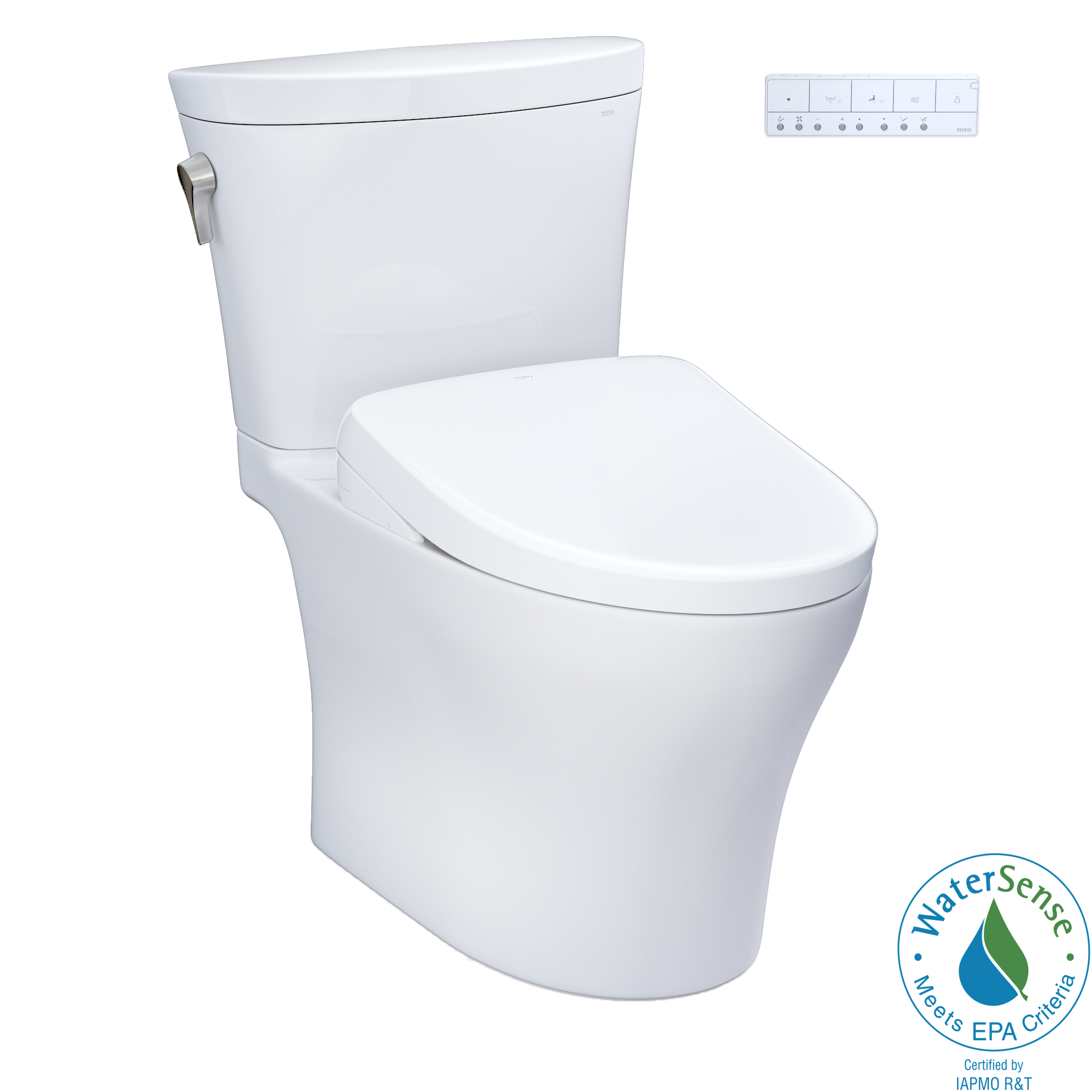 TOTO Washlet+ Aquia IV Arc Two Piece Elongated Dual Flush 1.28 and 0.9 GPF Toilet with Auto Flush S7 Contemporary Bidet Seat