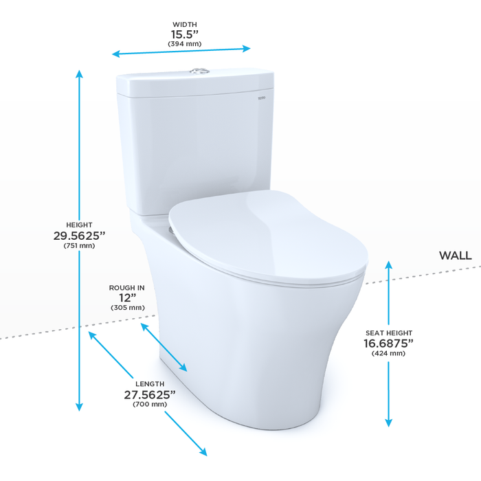 TOTO Aquia IV Two Piece Elongated Dual Flush 1.28 and 0.9 GPF Toilet with Cefiontect and Softclose Seat - Washlet+ Ready