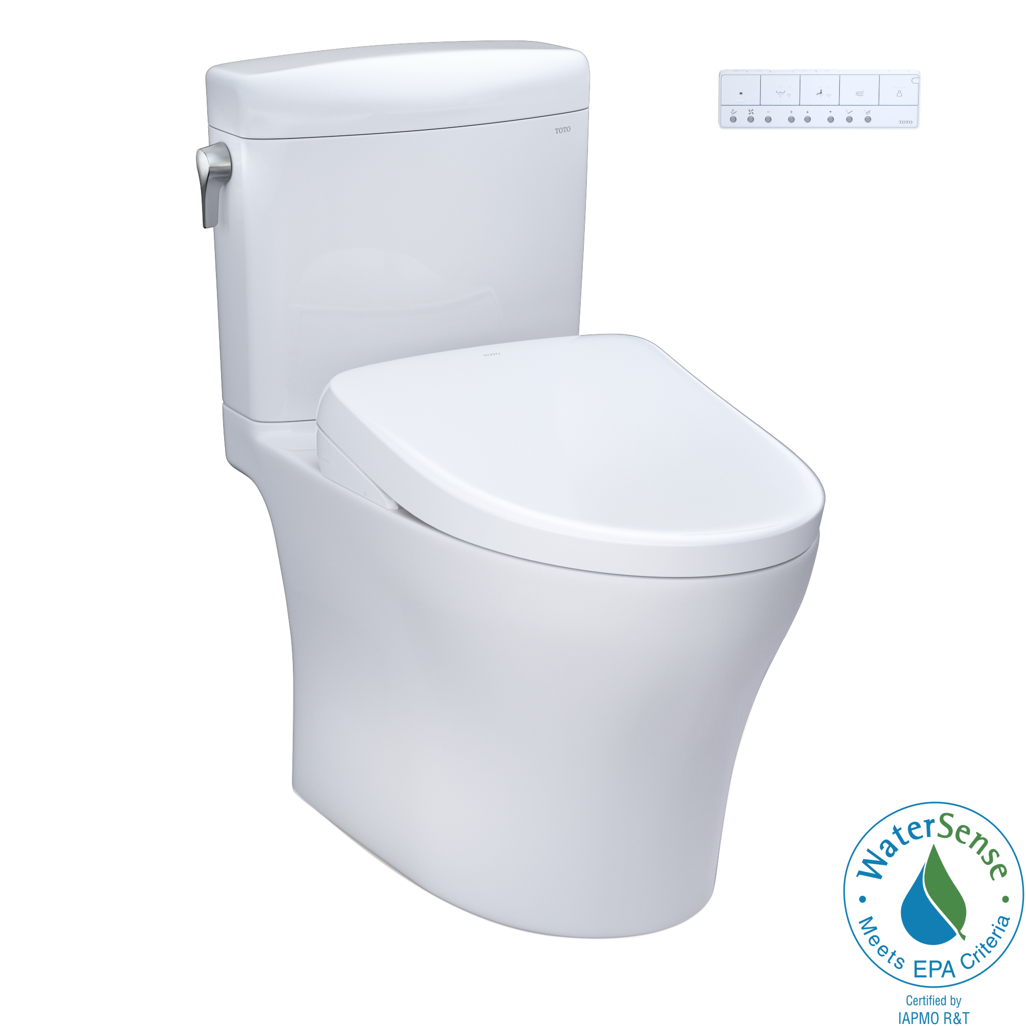 TOTO Washlet+ Aquia IV Cube Two Piece Elongated Dual Flush 1.28 and 0.9 GPF Toilet with Auto Flush S7A Contemporary Bidet Seat
