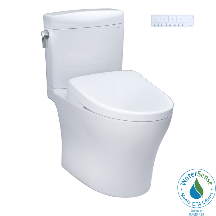 TOTO Washlet+ Aquia IV Cube Two Piece Elongated Dual Flush 1.28 and 0.9 GPF Toilet with S7A Contemporary Bidet Seat
