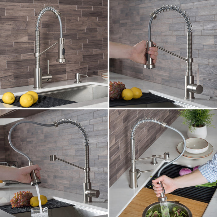 Kraus Bolden Single Handle 18" Commercial Kitchen Faucet with Dual Function Pull-Down Sprayhead