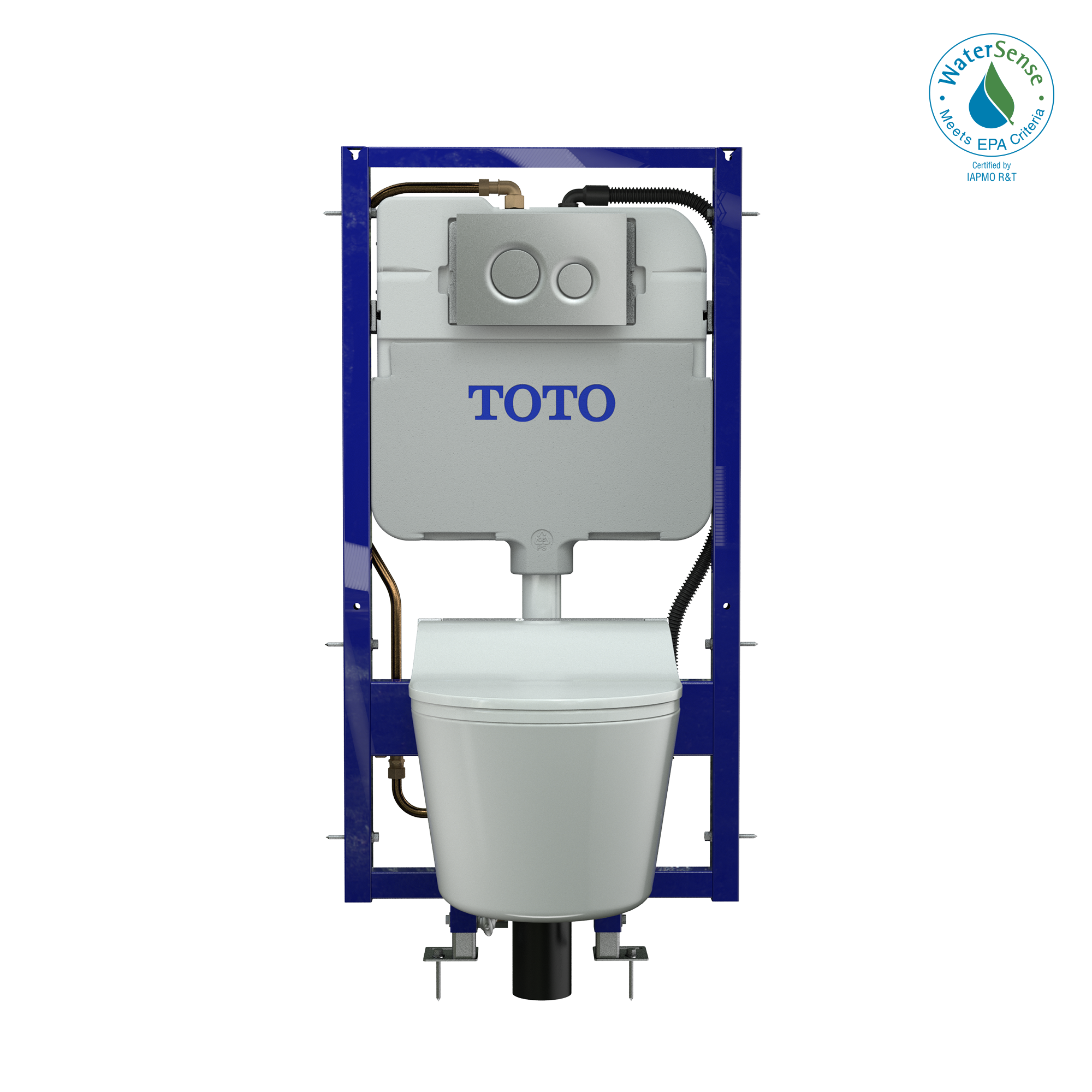 TOTO Washlet+ Rp Wall Hung D Shape Toilet with Rw Bidet Seat and Duofit In Wall 1.28 and 0.9 GPF Auto Dual Flush Tank System