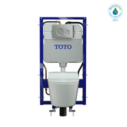 TOTO Washlet+ Rp Wall Hung D Shape Toilet with Rw Bidet Seat and Duofit In Wall 1.28 and 0.9 GPF Auto Dual Flush Tank System