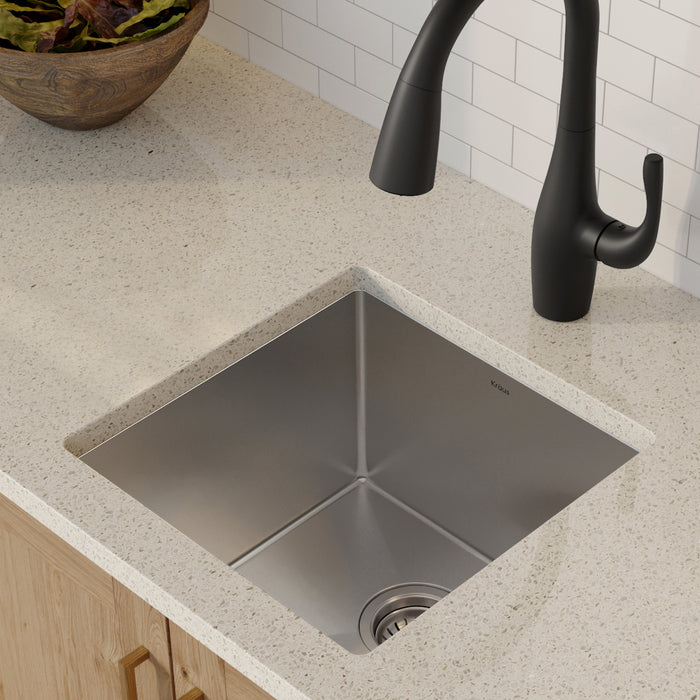 Kraus Standart PRO 17" x 17" Under-Mount Single Bowl Stainless Steel Kitchen Bar Sink