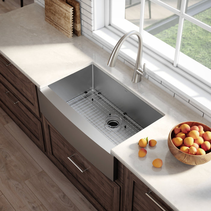 Kraus Standart PRO 30" x 21" 16 Gauge Single Bowl Stainless Steel Farmhouse Kitchen Sink