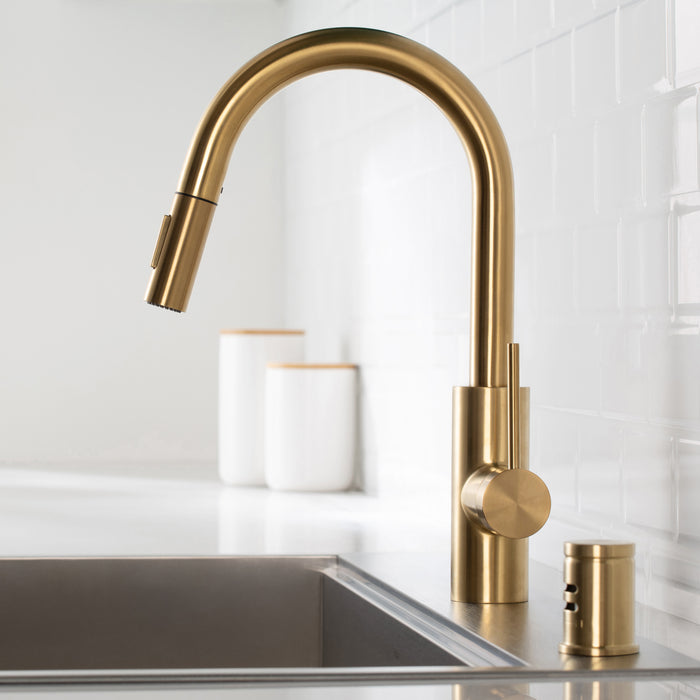 Kraus Oletto Single Handle Pull-Down Kitchen Faucet with Deck Plate