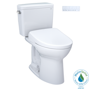 TOTO Drake Washlet+ Two Piece Elongated 1.6 GPF Universal Height Tornado Flush Toilet and S7A Contemporary Bidet Seat with Auto Flush - 10" Rough In