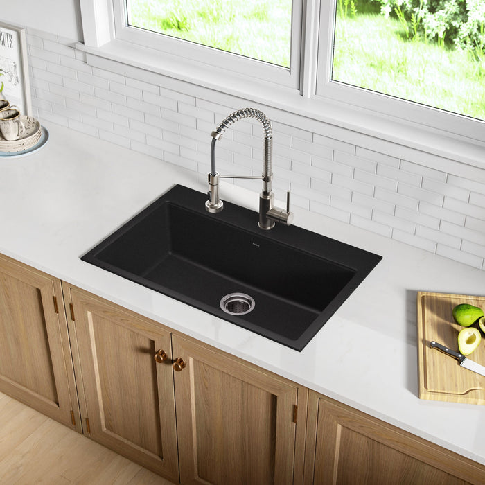 Kraus 31" x 20" Dual Mount Single Bowl Granite Kitchen Sink w/ Top-Mount and Under-Mount Installation