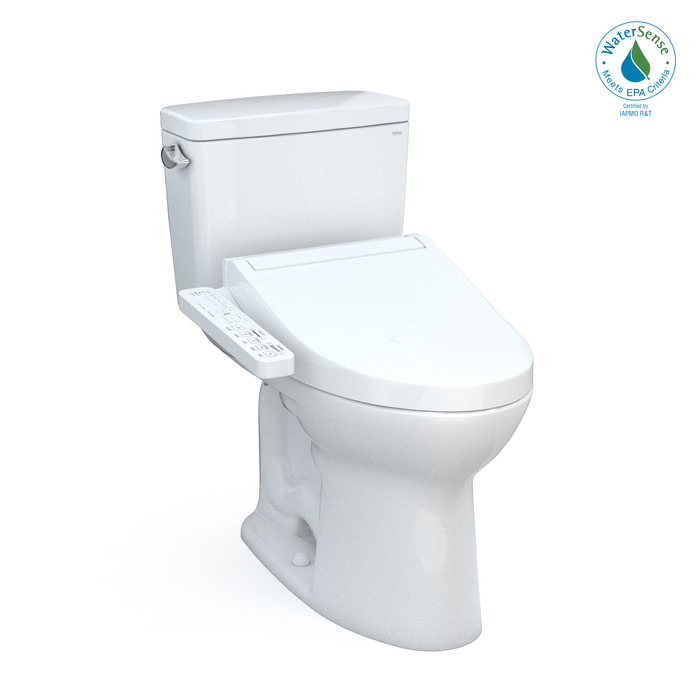 TOTO Drake Washlet+ Two Piece Elongated 1.28 GPF Universal Height Tornado Flush Toilet with C2 Bidet Seat