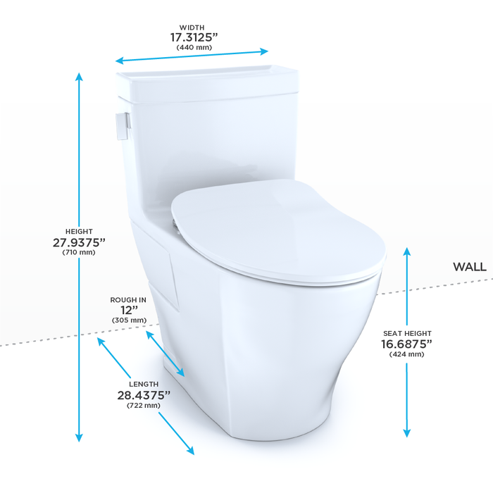 TOTO Legato One Piece Elongated 1.28 GPF Toilet with Cefiontect and Softclose Seat - Washlet+ Ready