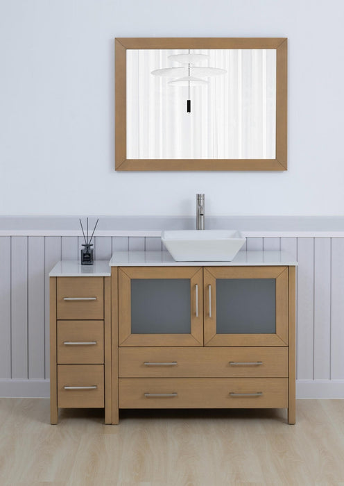 Vanity Art Monaco 48" Single Vessel Sink Bathroom Vanity Set with Engineered Marble Top and Mirror - 1 Side Cabinet