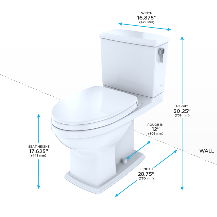 TOTO Connelly Washlet+ Two Piece Elongated Dual Flush 1.28 and 0.9 GPF Universal Height Toilet with Cefiontect and Right Hand Lever