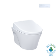 TOTO Washlet+ Ap Wall Hung Elongated Toilet with S7 Contemporary Bidet Seat and Duofit In Wall 0.9 and 1.28 GPF Dual Flush Tank System