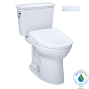 TOTO Drake Transitional Washlet+ Two Piece Elongated 1.28 GPF Universal Height Tornado Flush Toilet and S7A Contemporary Bidet Seat with Auto Flush