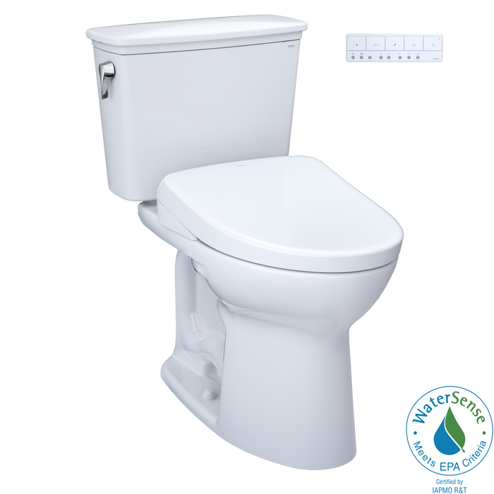 TOTO Drake Transitional Washlet+ Two Piece Elongated 1.28 GPF Universal Height Tornado Flush Toilet with S7 Contemporary Bidet Seat