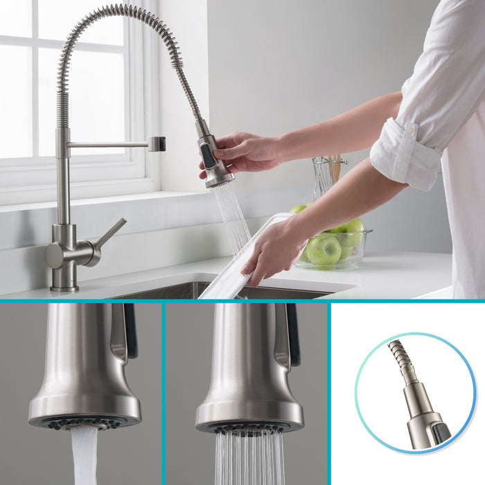 Kraus Britt Single Handle Commercial Kitchen Faucet with Dual Function Sprayhead