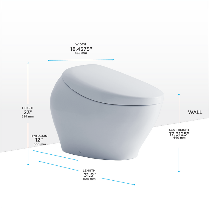 TOTO Neorest Nx1 Dual Flush 1.0 Or 0.8 GPF Toilet with Integrated Bidet Seat - Ewater+