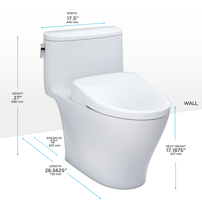TOTO Washlet+ Nexus 1G One Piece Elongated 1.0 GPF Toilet with Auto Flush S7A Contemporary Bidet Seat