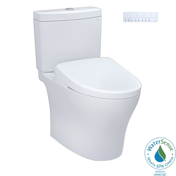 TOTO Washlet+ Aquia IV Two Piece Elongated Dual Flush 1.28 and 0.9 GPF Toilet with S7 Contemporary Bidet Seat