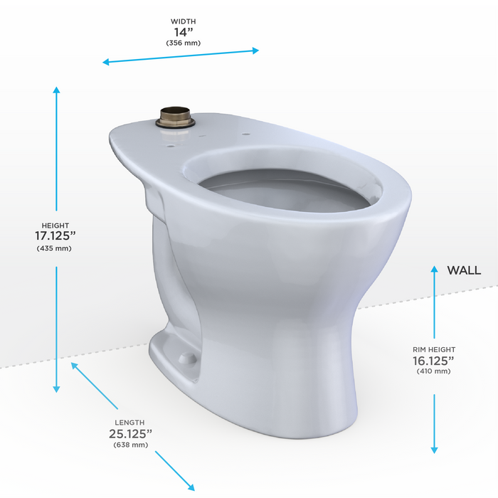TOTO Tornado Flush Commercial Flushometer Floor Mounted Universal Height Toilet with Cefiontect - Elongated