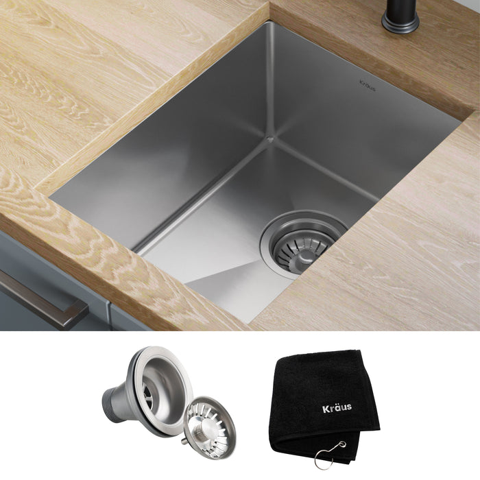 Kraus Standart PRO 14" x 18" Under-Mount Single Bowl Stainless Steel Kitchen Bar Sink