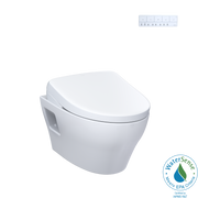 TOTO Washlet+ EP Wall Hung Elongated Toilet with S7 Contemporary Bidet Seat and Duofit In Wall 0.9 and 1.28 GPF Dual Flush Tank System