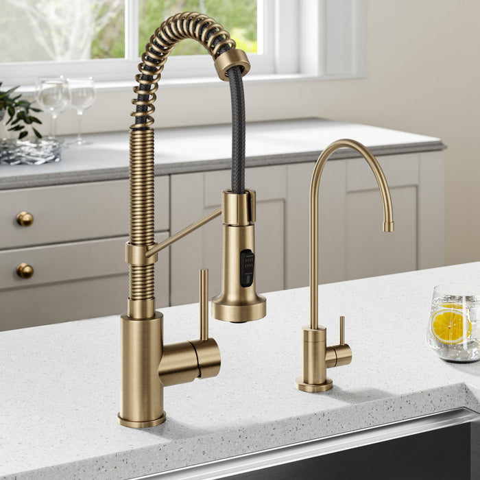 Kraus Bolden Single Handle 18" Commercial Kitchen Faucet with Dual Function Pull-Down Sprayhead