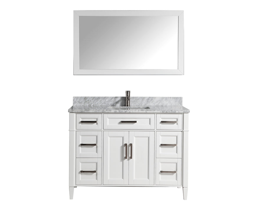 Rio 48" Single Sink Bathroom Vanity Set with Sink and Mirror (Carrara Marble Top)