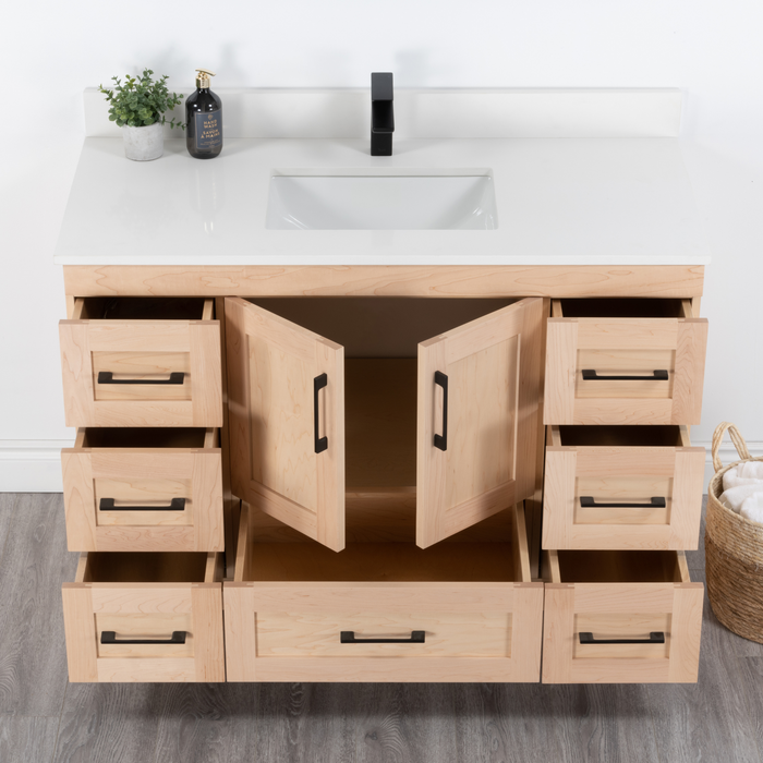 Chester 48" Single Sink Solid-Wood Vanity with Quartz Countertop