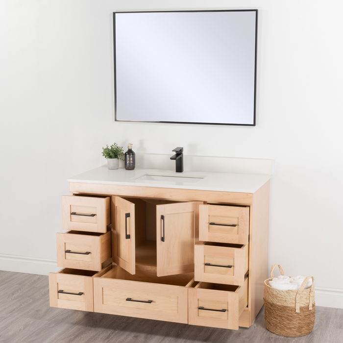 Chester 48" Single Sink Solid-Wood Vanity with Quartz Countertop
