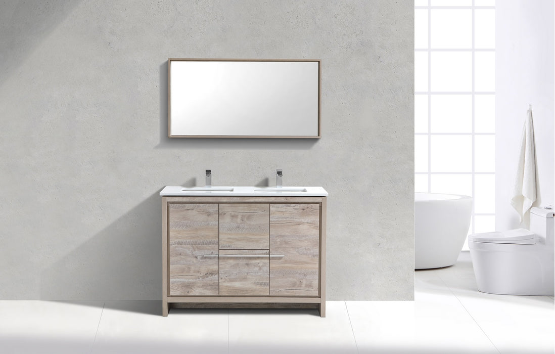 Dolce 48" Double Sink Modern Bathroom Vanity with Quartz Counter-Top