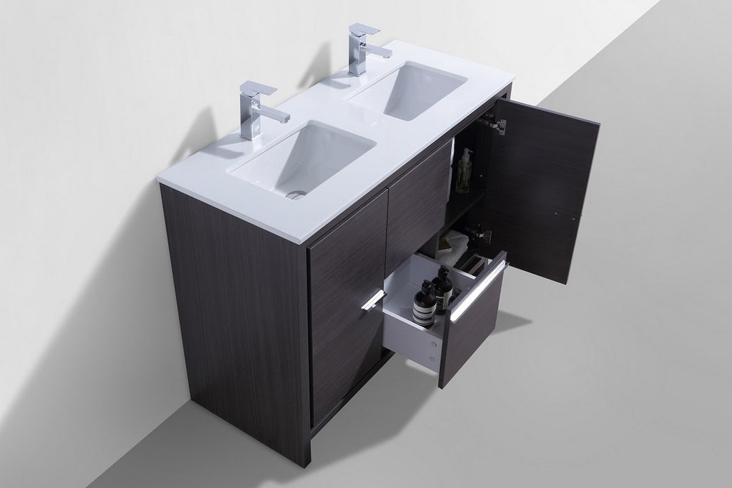 Dolce 48" Double Sink Modern Bathroom Vanity with Quartz Counter-Top
