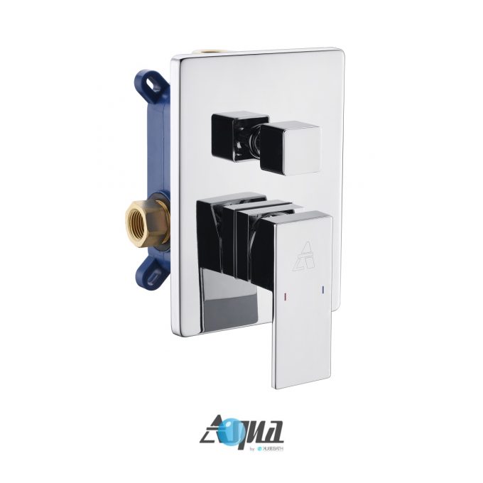 Aqua Piazza Brass Shower Set with Ceiling Mount Square Rain Shower (4 Body Jets)