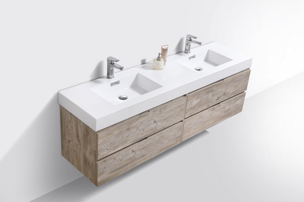 Bliss 80" Double Sink Wall Mount Modern Bathroom Vanity
