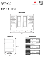 Chester 48" Single Sink Solid-Wood Vanity with Quartz Countertop (6 Drawers Only)