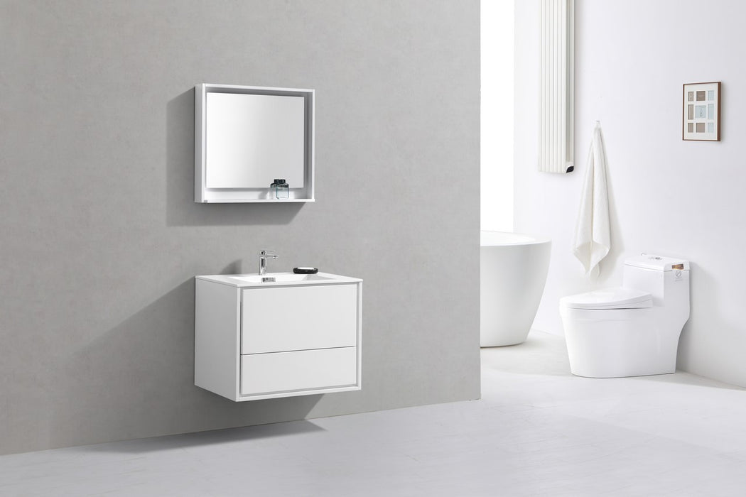 DeLusso 30" Wall Mount Modern Bathroom Vanity