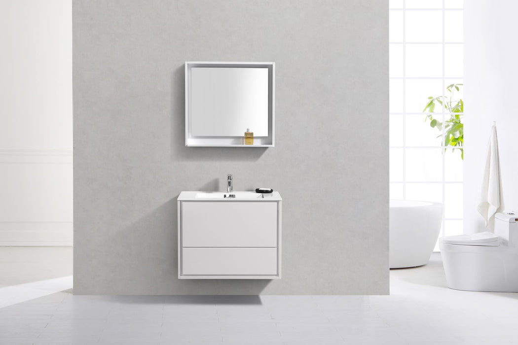 DeLusso 30" Wall Mount Modern Bathroom Vanity