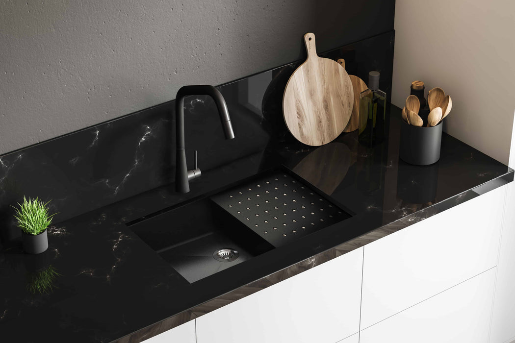 Essenza 40" x 17" Granite Kitchen Sink with Drainboard