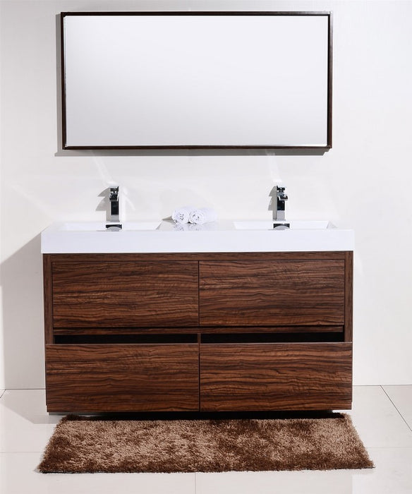 Bliss 60" Double Sink Freestanding Modern Bathroom Vanity