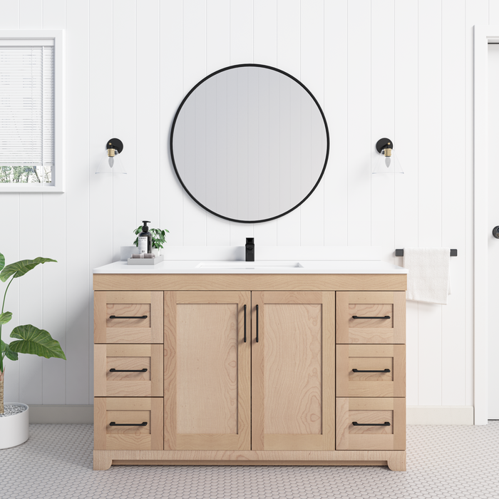 Chester 54" Single Sink Solid-Wood Vanity with Quartz Countertop