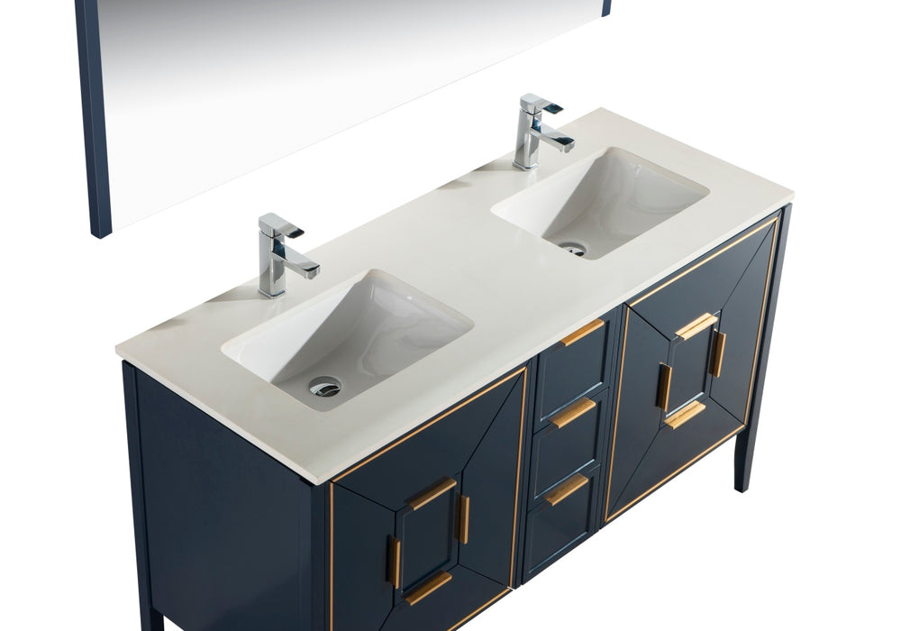 Vetro 60" Double Sink Gloss Vanity with Quartz Countertop