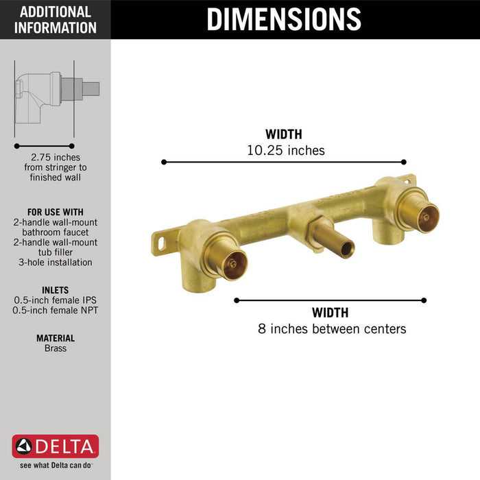 R3500-WL Delta Two Handle Wall Mount Rough-In