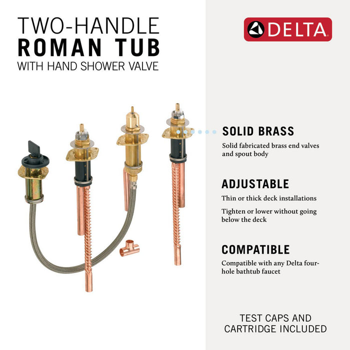 R4707 Delta Two Handle Flexible Mount 4-Hole Roman Tub Rough-In
