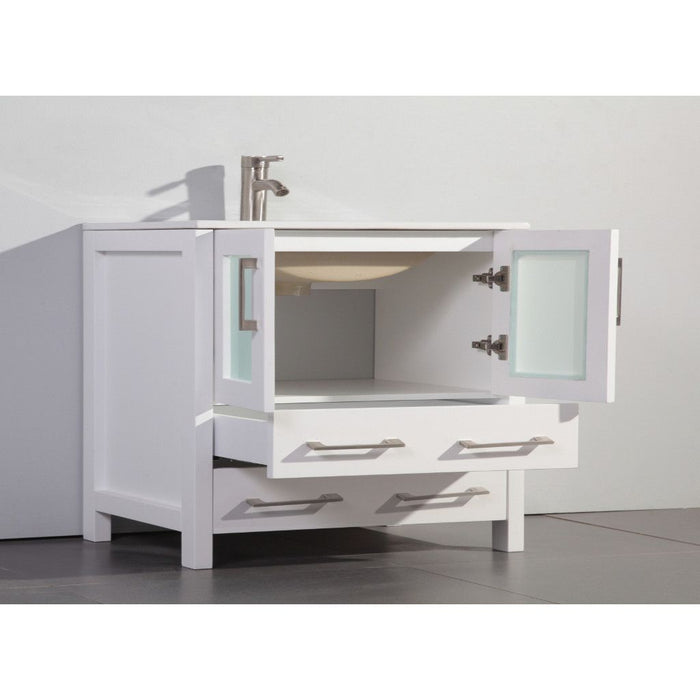 London 72" Double Sink Bathroom Vanity Set with Sink and Mirrors - 1 Side Cabinet