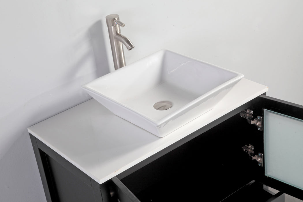 Monaco 60" Double Vessel Sink Bathroom Vanity Set with Sinks and Mirrors - 1 Side Cabinet