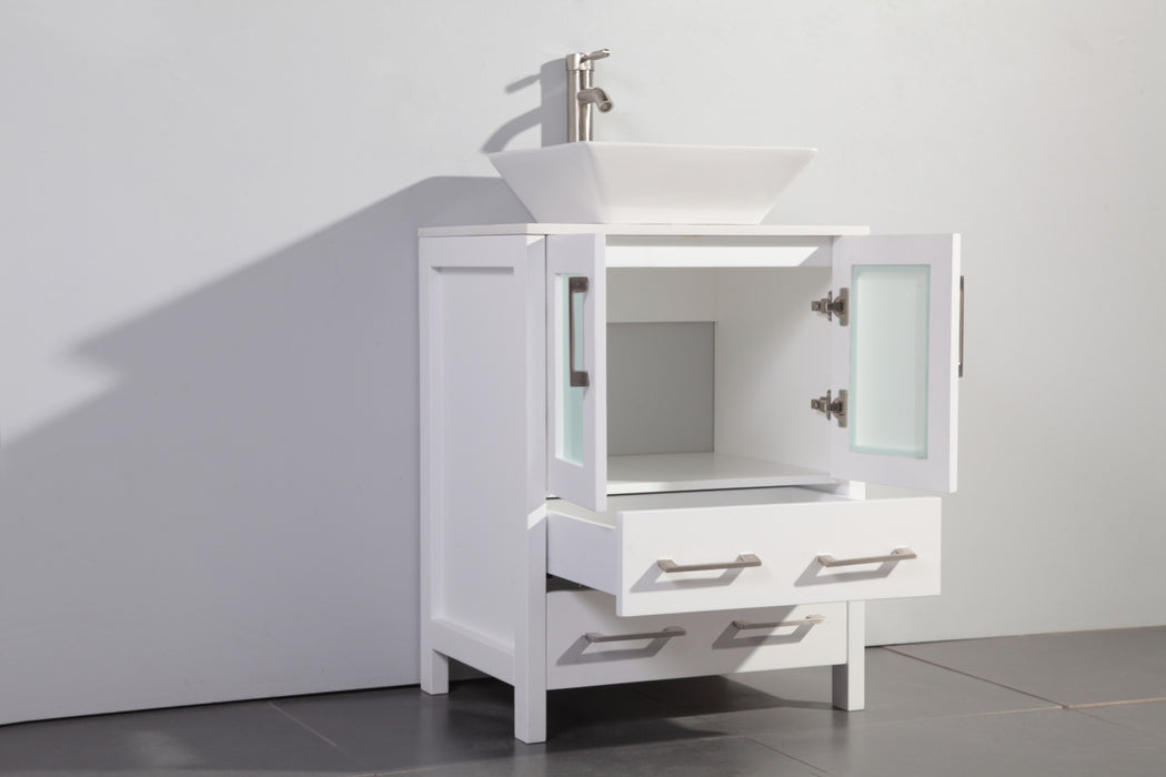 Monaco 48" Single Vessel Sink Bathroom Vanity Set with Sink and Mirror - 2 Side Cabinets