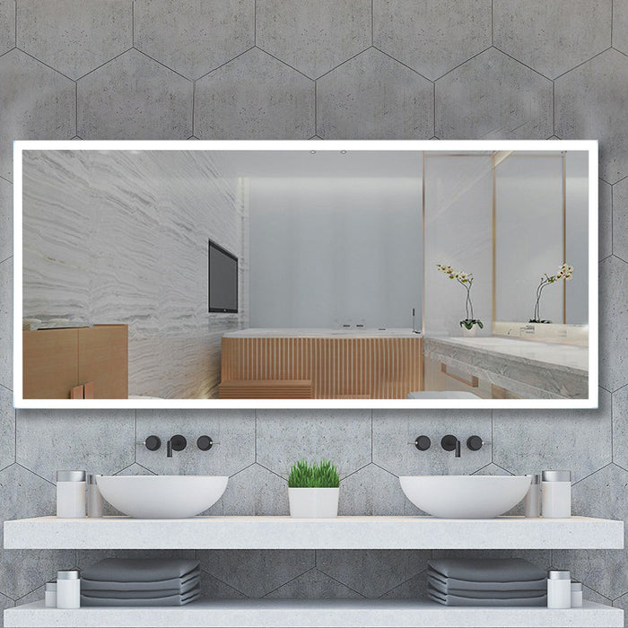 Frame 60" x 27" LED Bathroom Mirror with Touch Sensor
